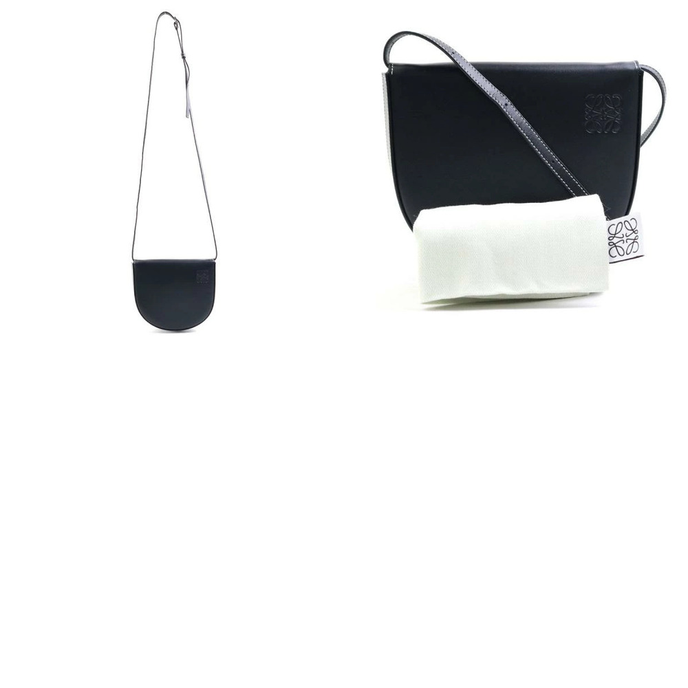 Loewe Crossbody Shoulder Bag Heel Leather Black Silver - Picture 5 of 5